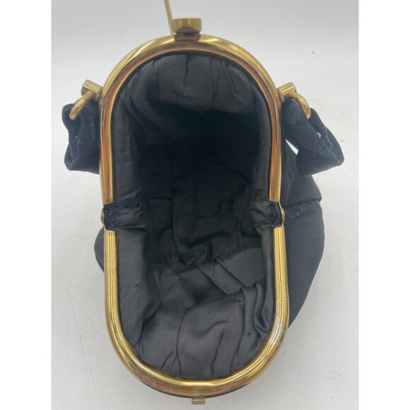 Vintage Black Satin Purse Coin Pouch & Gold-Tone Clasp Theater Props - Picture 5 of 10